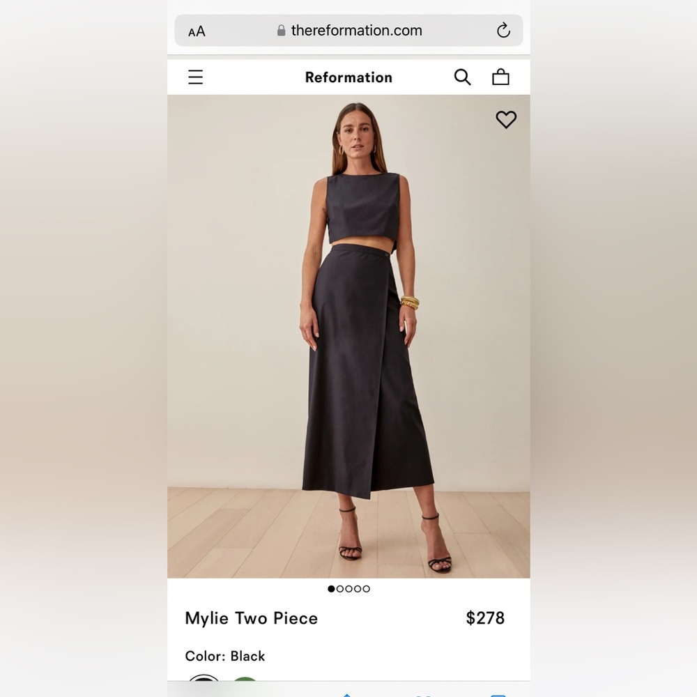 Reformation Mylie Two Piece, black, size 8